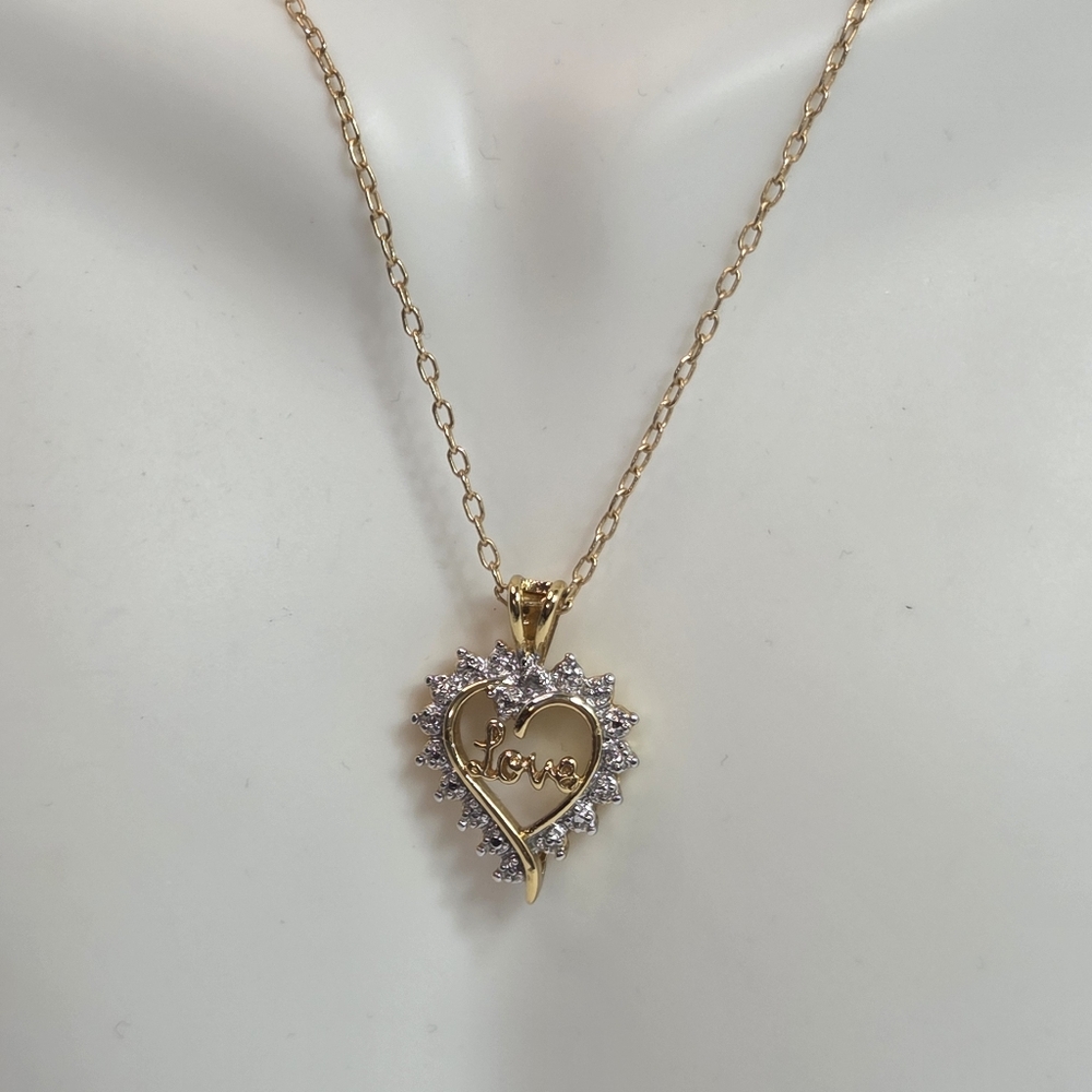 diamond accent heart love 18in necklace fine silver plated gift love promise